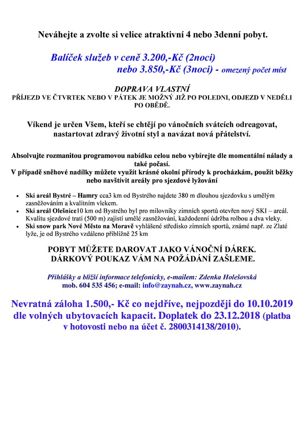 Wellness víkend Bystré 9.-12.1.2020